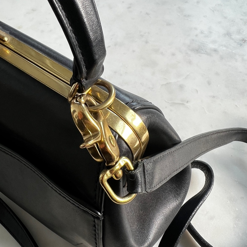 COACH 1941 Large Kisslock Frame black leather crossbody bag - Picture 14 of 16